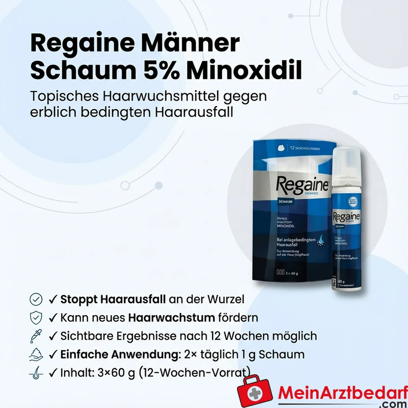 Regaine Männer Schaum 5% Minoxidil 3×60 g (180 g) topisches Haarwuchsmittel