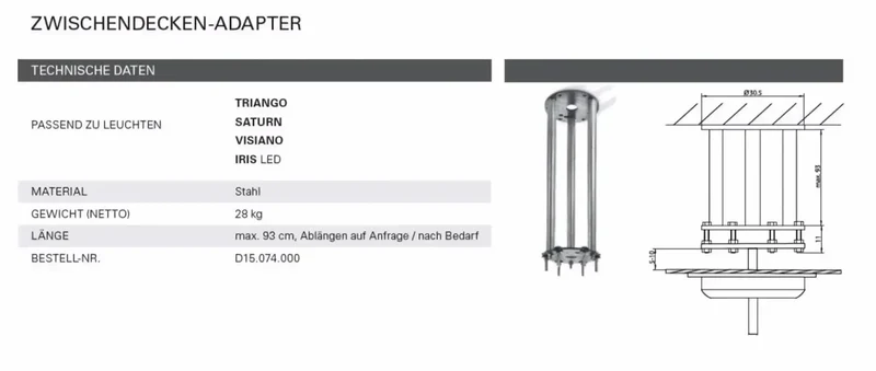 Derungs plafond adaptor