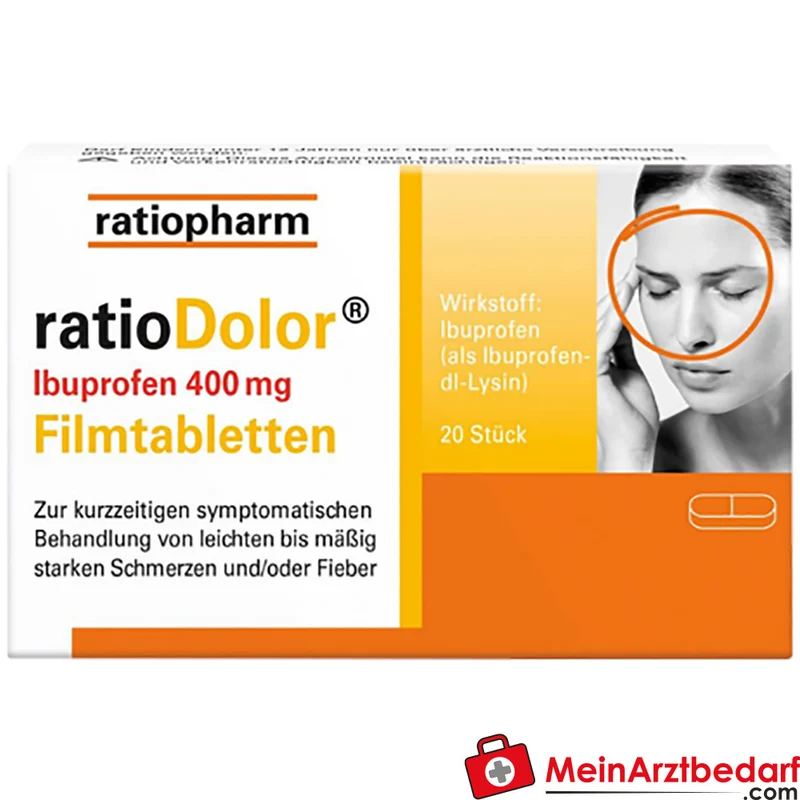 ratiopharm Ibuprofen‑Lysinat 400 mg, 20 Stk. Schmerzmittel bei Kopfschmerzen & Migräne