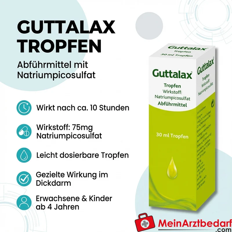 Guttalax Tropfen 30 ml – Abführmittel mit Natriumpicosulfat, wirkt ca. 10h