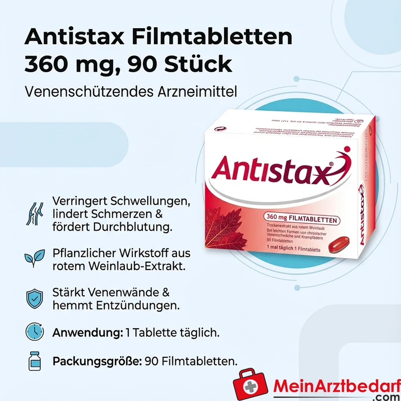 Antistax Filmtabletten 360 mg, 90 Stück, Venenmittel mit rotem Weinlaub-Extrakt