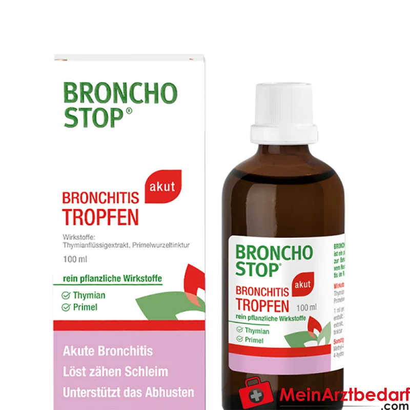 Bronchostop Akut Tropfen 100 ml pflanzliches Hustenmittel mit Thymian und Primel
