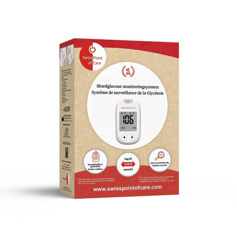Swiss Point Of Care Glucosemeter Startpakket met 10 Teststrips