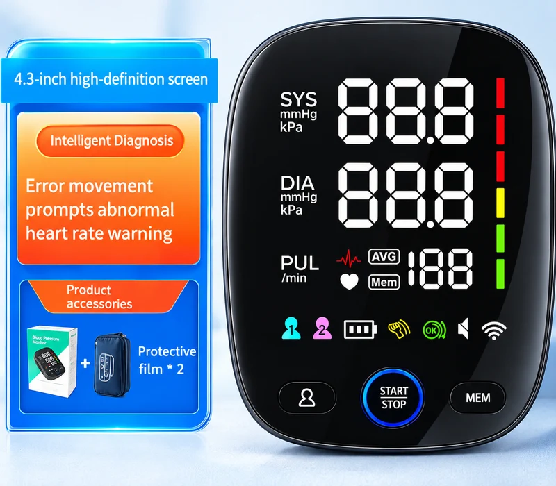 LED-Handgelenk-Blutdruckmessgerät mit Sprachfunktion – HeartGuard