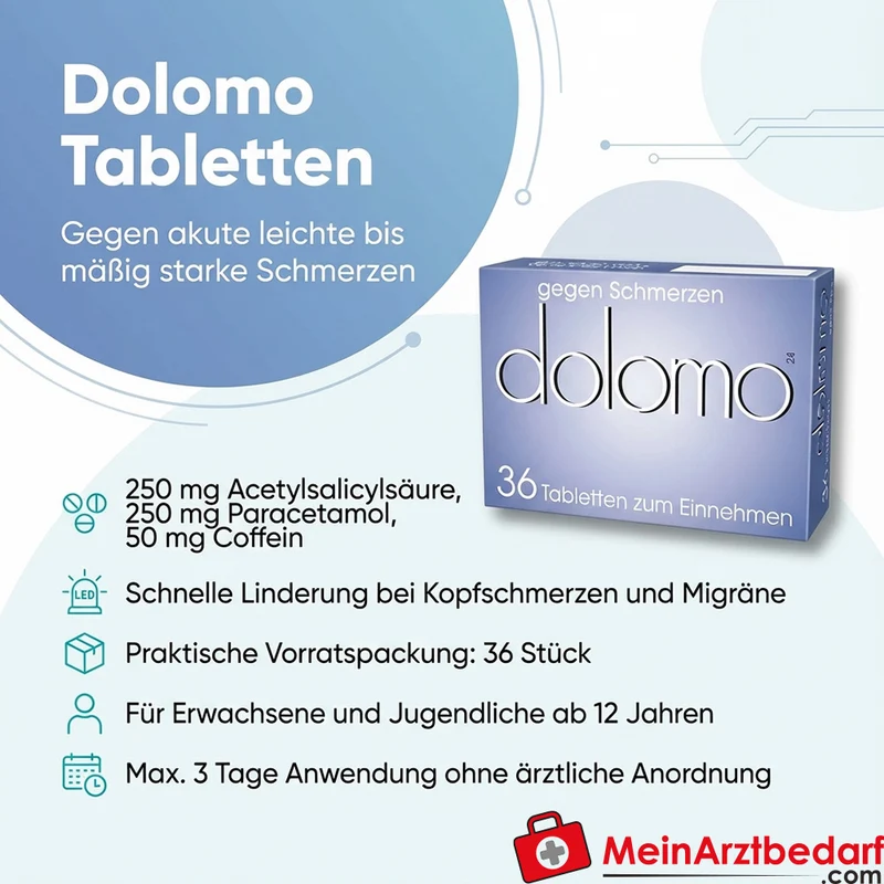 Dolomo Tabletten 36 Stk. 250 mg Acetylsalicylsäure / 250 mg Paracetamol / 50 mg Coffein