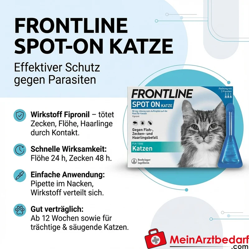 Frontline Spot-on Katze Fipronil gegen Flöhe Zecken Haarlinge 6 Stück