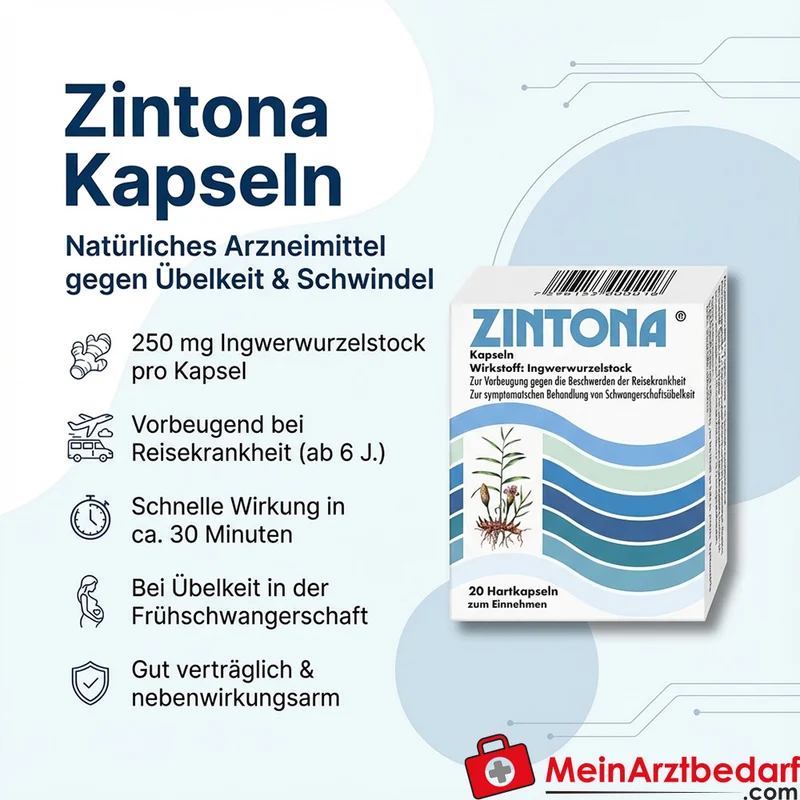 Zintona Kapseln 20 St 250 mg Ingwerwurzelstock - Reisekrankheit, Übelkeit & Schwindel (ab 6 Jahre)