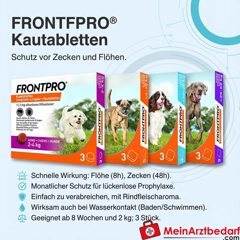 Frontline FRONTPRO Kautabletten Hund Zecken & Flöhe 3 Stk