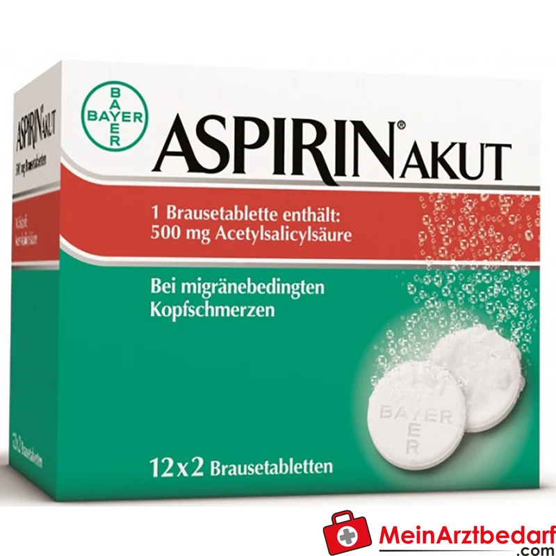 Aspirin Akut Brausetabletten 2x500 mg 1.000 mg Einzeldosis bei Migräne 20 St