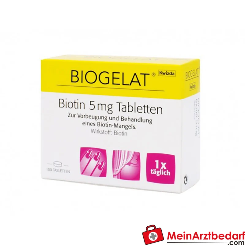 Biogelat Biotin 5 mg 100 Tabletten Arzneimittel für Haut Haare Nägel