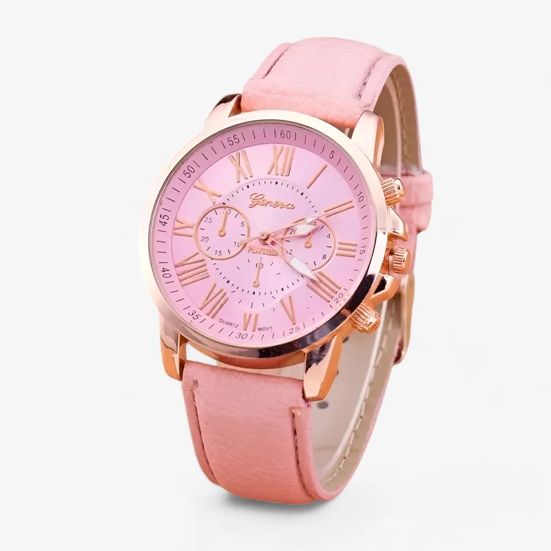 Luxuriöse wasserdichte Damenuhr mit Lederarmband – Camille