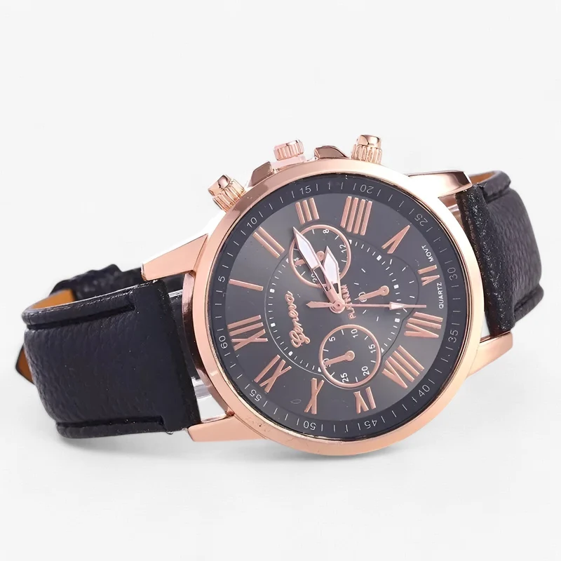 Luxuriöse wasserdichte Damenuhr mit Lederarmband – Camille