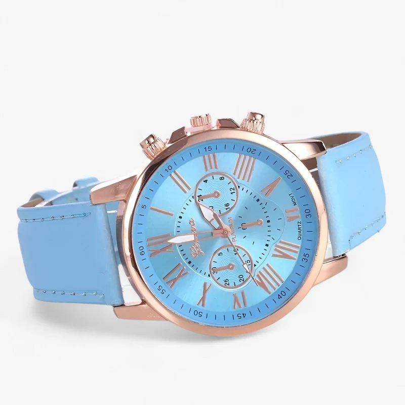 Luxuriöse wasserdichte Damenuhr mit Lederarmband – Camille