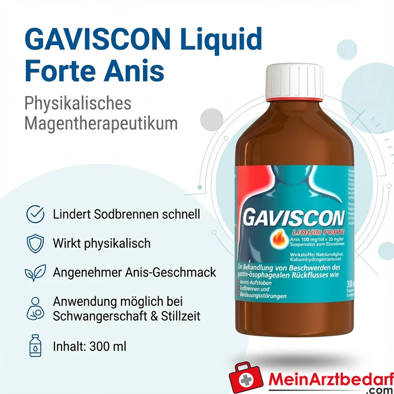 REC02 Gaviscon Liquid Forte Anis Flüssigkeit 300 ml - physikalisches Magentherapeutikum gegen Sodbrennen
