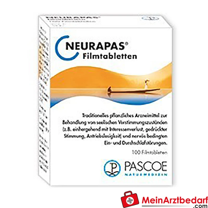 Pascoe NEURAPAS® Filmtabletten 100 Stk, pflanzliches Arzneimittel bei nervöser Unruhe und Einschlafstörungen