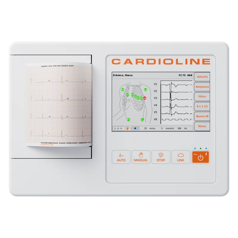 Cardioline 100L - 5 inch touch screen 3-6-12 kanaals ECG + Glasgow interpretatie