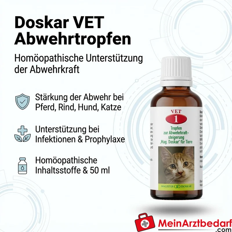 Doskar VET Abwehrtropfen 50 ml Homöopathie für Pferd Rind Hund Katze