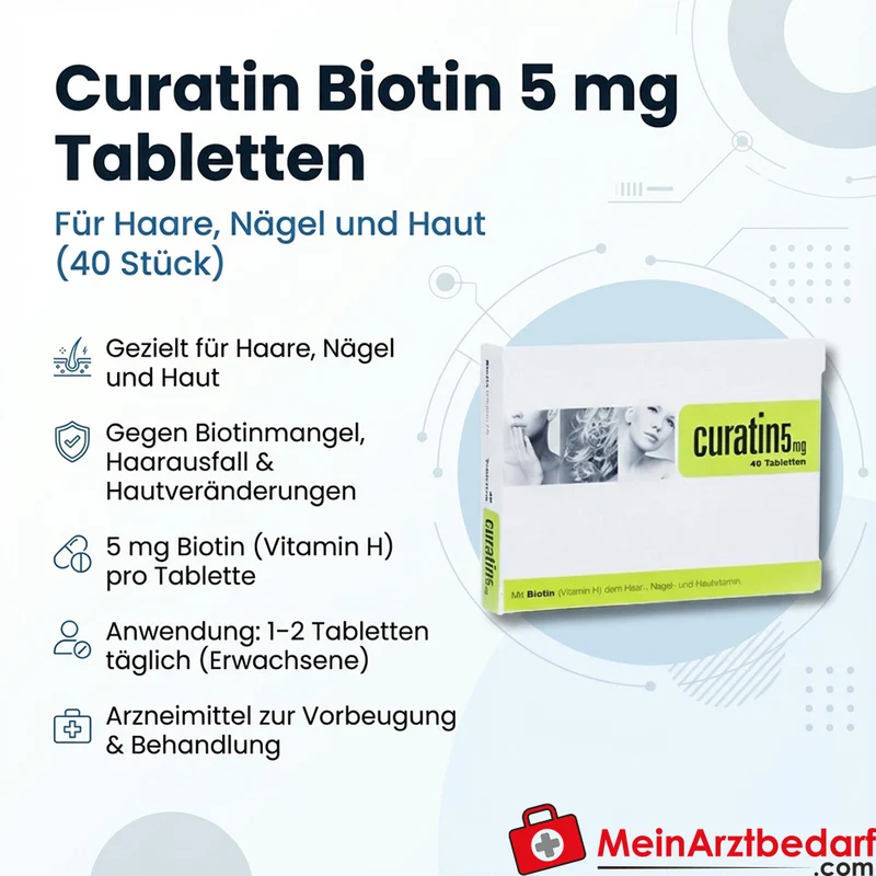 Curatin Biotin 5 mg Tabletten 40 St. für Haare Nägel Haut