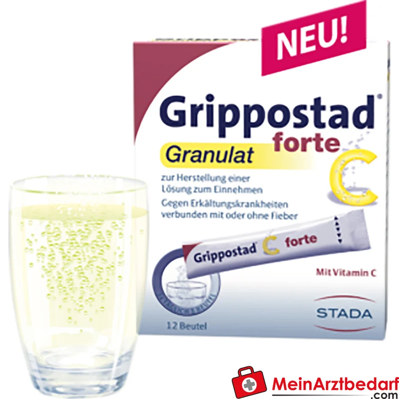 Stada Grippostad C Forte Granulat 12 Stück, Erkältung/Fiebersenkend, Paracetamol+Ascorbinsäure+Coffein+Chlorphenamin
