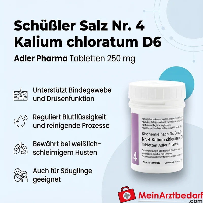Adler Pharma Schüßler Salz Nr. 4 Kalium chloratum D6 Tabletten 250 mg
