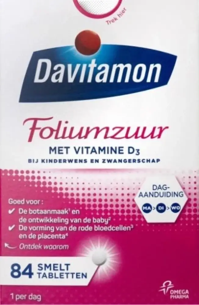 Davitamon Foliumzuur vitamine D - 84 smelttabletten