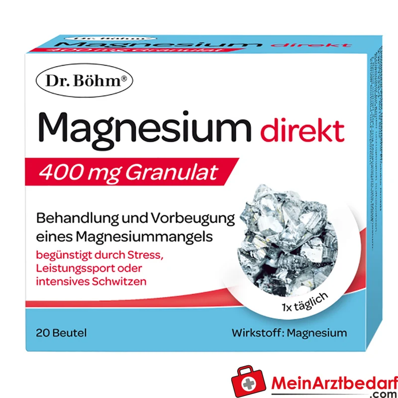 Dr. Böhm Magnesium Direkt Granulat 400 mg, 20 Sticks, zuckerfrei, Zitronengeschmack