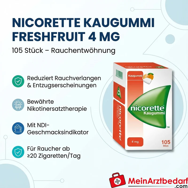 Nicorette Kaugummi 4 mg Freshfruit 105 Stück Rauchentwöhnung