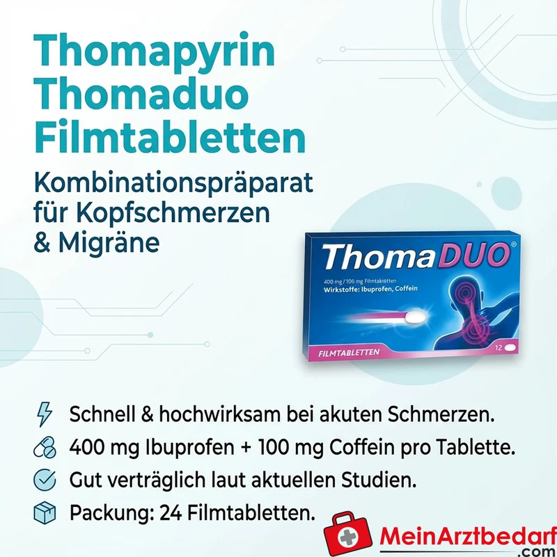 Thomapyrin Thomaduo Filmtabletten 400 mg Ibuprofen/100 mg Coffein, 24 Stk