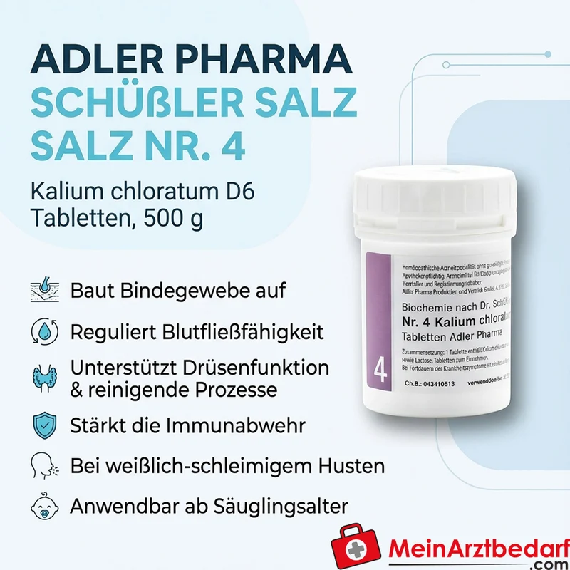 Adler Pharma Schüßler Salz Nr.4 Kalium chloratum D6 Tabletten 500 g