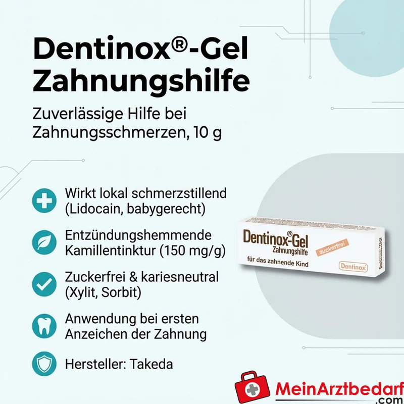 Dentinox Gel Zahnungshilfe 10 g mit Lidocain und Kamillentinktur, zuckerfrei
