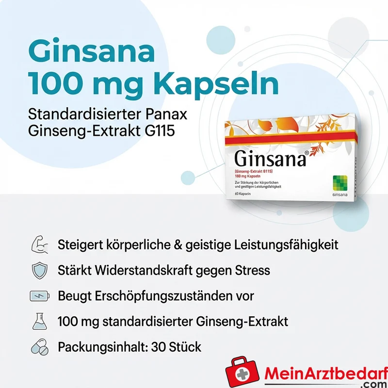 Ginsana 100 mg Kapseln 30 St. - standardisierter G115 Ginseng-Extrakt, steigert Körper- und Geistleistung