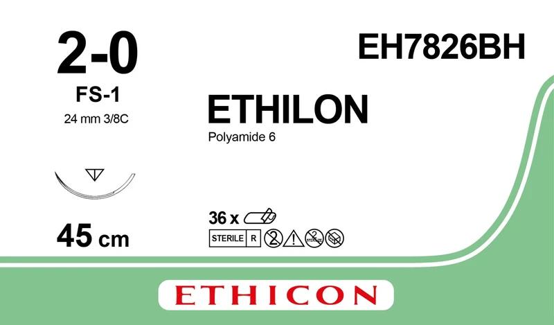 1e KEUS: Ethilon II usp 2-0 45cm FS-1 zwart EH7826BH 36x1