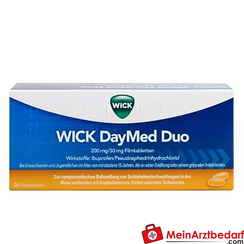 Wick DayMed Duo Filmtabletten 200 mg/30 mg, 24 St., Ibuprofen + Pseudoephedrin, ab 15 Jahren