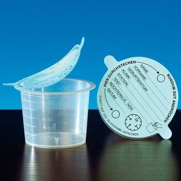 Urinebeker met zelfklevend deksel - 120 ml - 1000 stuks
