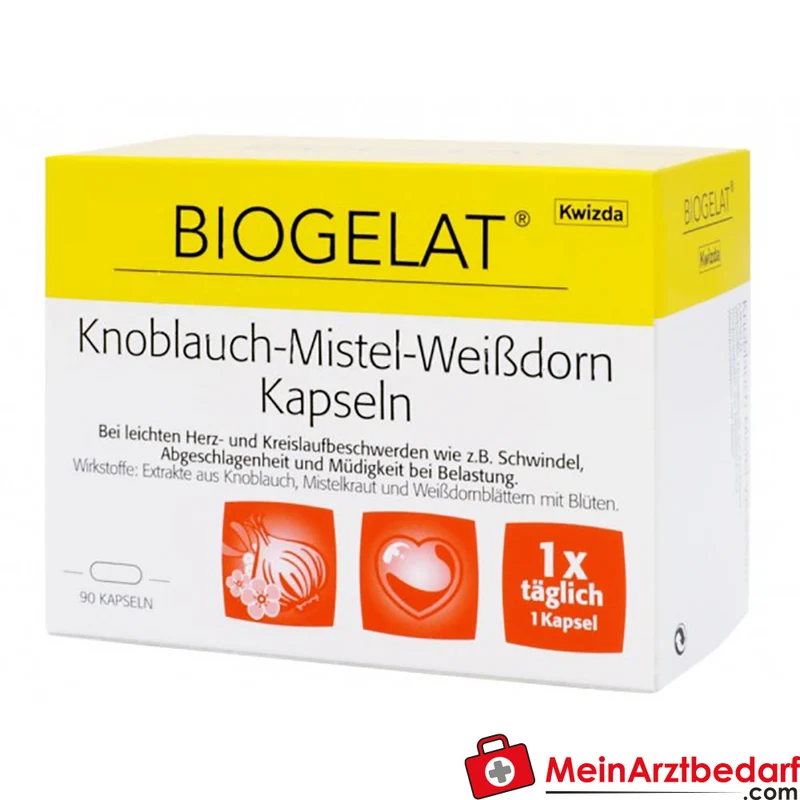 Biogelat Knoblauch-Mistel-Weißdorn Kapseln 90 St. pflanzlich für Herz und Kreislauf