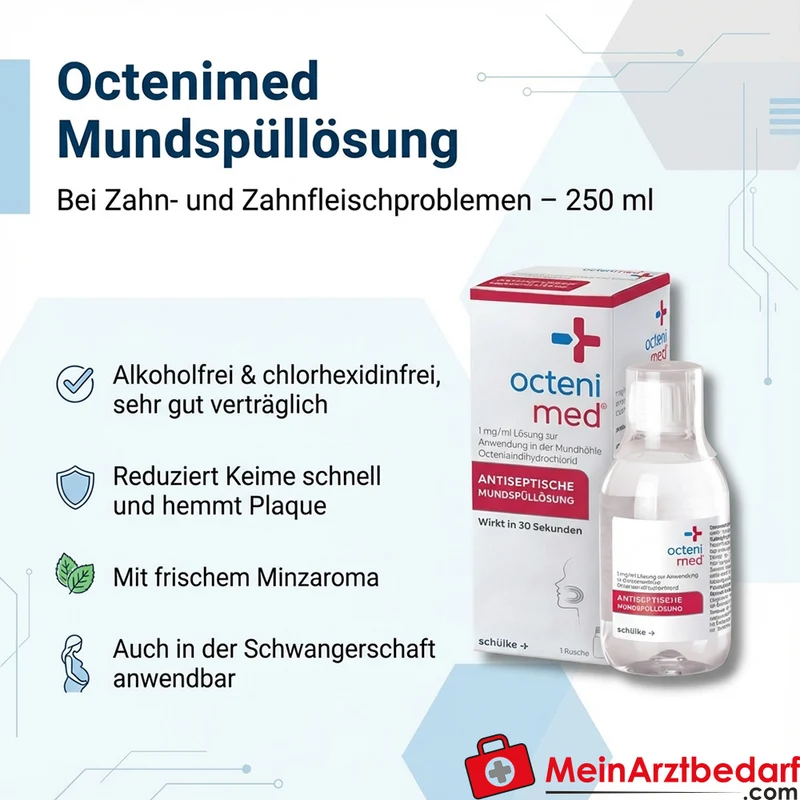 Schülke Octenimed Mundspüllösung 250 ml alkoholfrei chlorhexidinfrei bei Zahn- und Zahnfleischproblemen Minzgeschmack