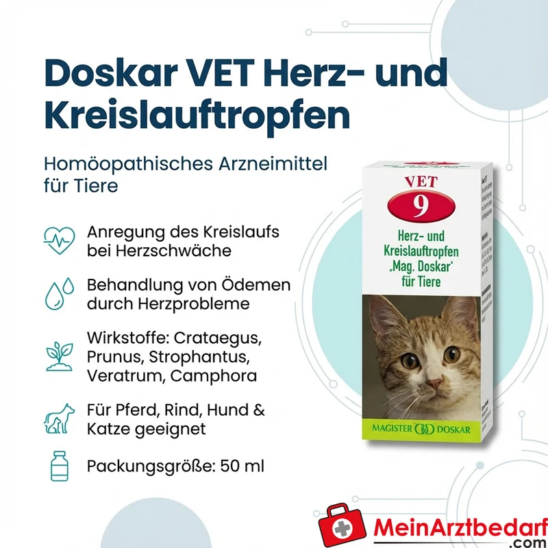 Doskar VET Herz- und Kreislauftropfen 50 ml homöopathisch für Pferd, Rind, Hund, Katze