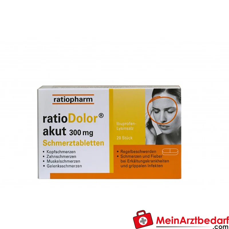 ratiopharm ratioDolor akut 300 mg Ibuprofen-Lysinsalz 20 St Migräne
