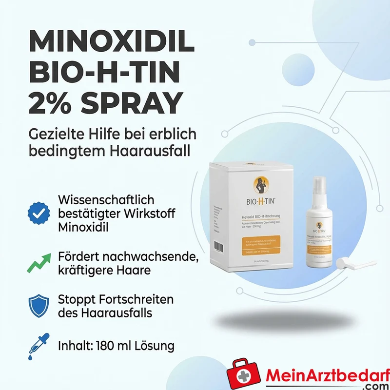 BIO-H-TIN Minoxidil 2% Spray 180 ml gegen erblich bedingten Haarausfall