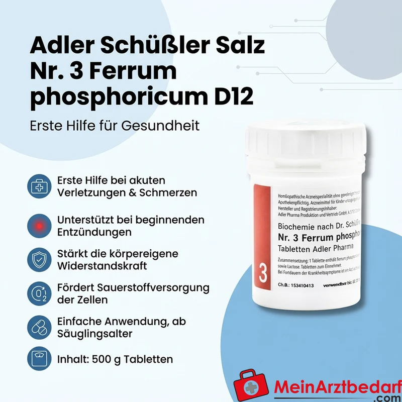 Adler Schüßler Salz Nr. 3 Ferrum phosphoricum D12 Tabletten 500 g