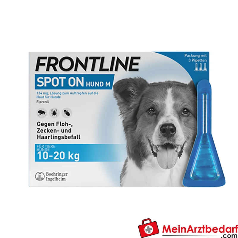 Frontline Spot-on Hund M (10–20 kg) 3 Pipetten – Schutz gegen Flöhe, Zecken & Haarlinge