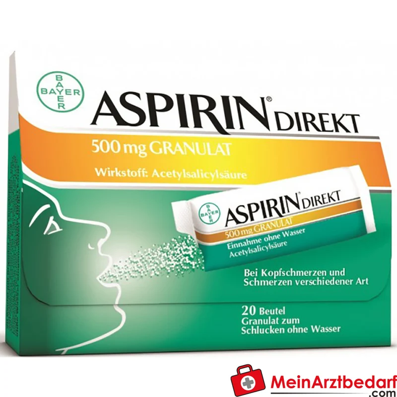 Aspirin Direkt 500 mg Granulat 20 Beutel, rezeptfreies Schmerzmittel