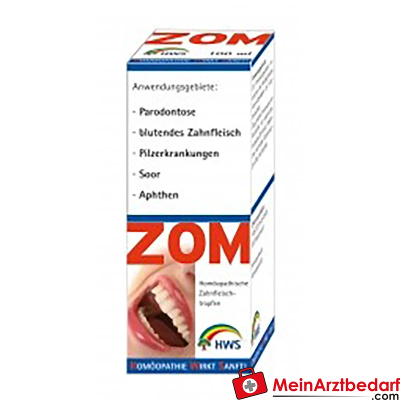 HWS ZOM Tropfen 100 ml - homöopathisches Arzneimittel bei Zahnfleischreizungen, Parodontose, Aphten
