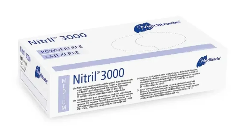Nitril 3000 handschoenen - wit- 100 stuks - large