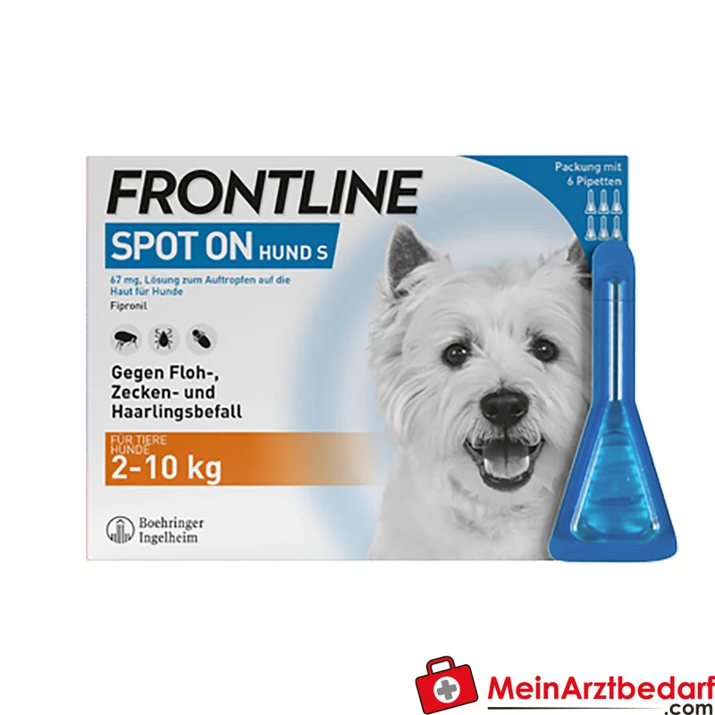 Frontline Spot-on Hund S (2–10 kg) 3 Stück Schutz gegen Zecken, Flöhe, Haarlinge