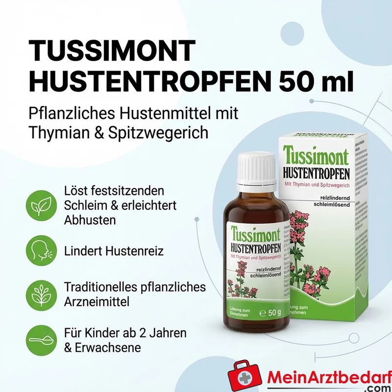 Pharmonta Tussimont Hustentropfen 50 ml – pflanzliches Hustenmittel mit Thymian & Spitzwegerich