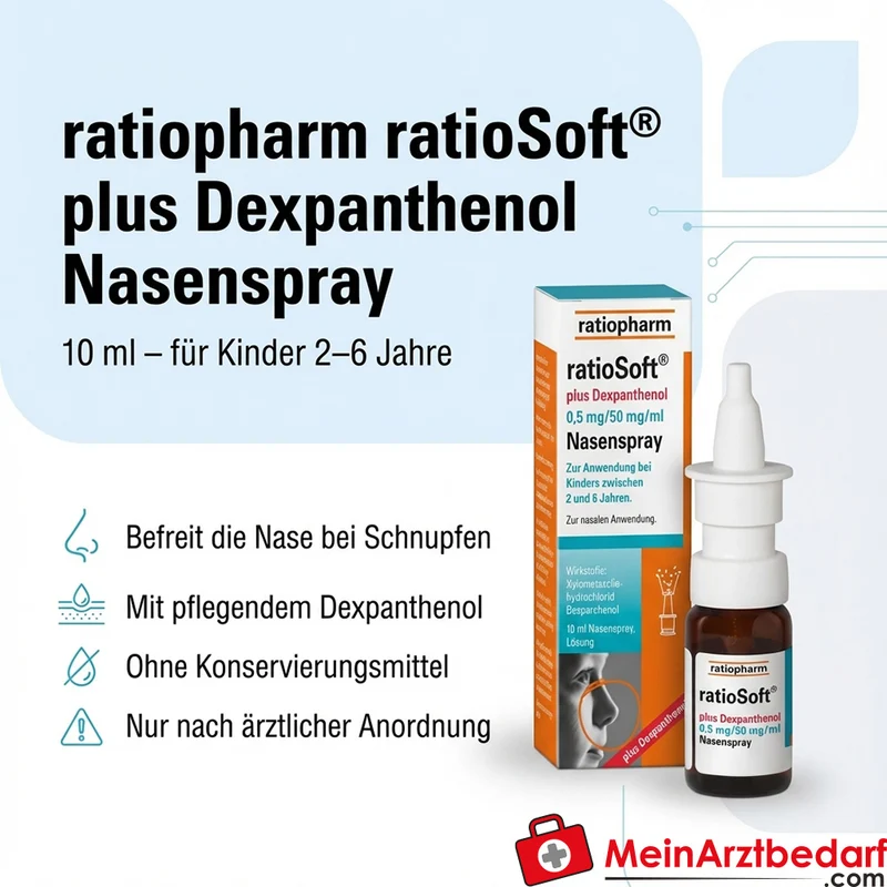 ratiopharm ratioSoft plus Dexpanthenol Nasenspray 10 ml (0,5/50 mg/ml) für Kinder 2–6 Jahre ohne Konservierungsmittel