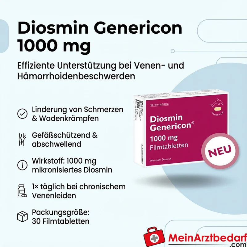 Genericon Diosmin 1000 mg Filmtabletten 30 St. – Venen/Hämorrhoiden