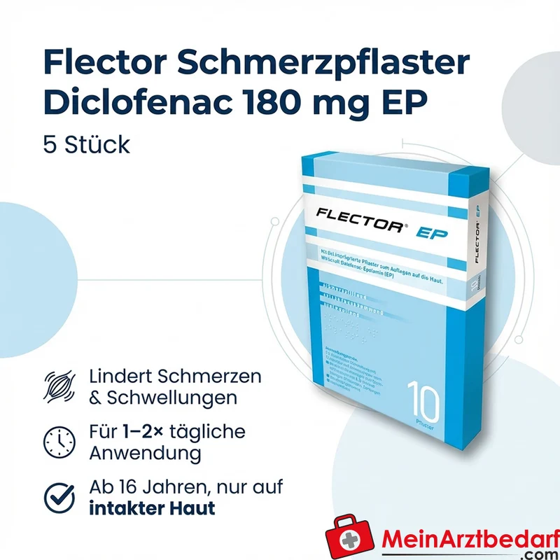 Flector Schmerzpflaster Diclofenac 180 mg EP gegen Schmerzen und Schwellungen, 5 Stück