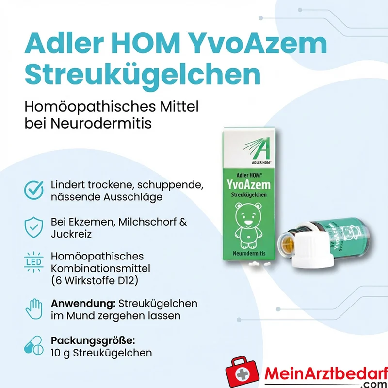 Adler YvoAzem Streukügeln 10 g homöopath. Mittel bei Neurodermitis